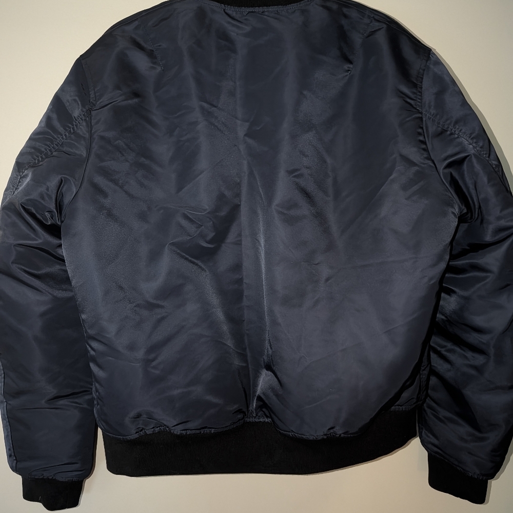 Theory Flight Slim-Fit Bomber Jacket navy blue sz LRG - Picture 4 of 7